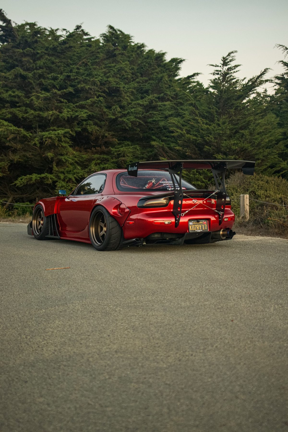 Mazda RX-7 widebody rear view after transformation at Crown Auto Body